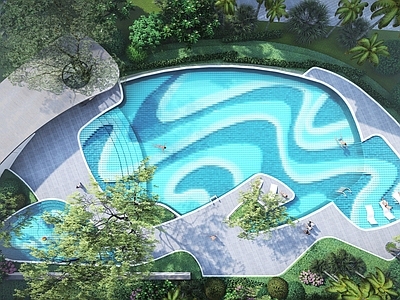现代简约亲水空间 亲水空间 泳池 戏水空间 小区泳池 游泳池设计