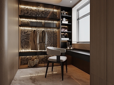 现代衣帽间 主卧衣帽间 转角衣帽间 U型衣帽间