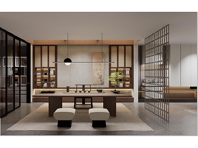 中式中古茶室 中古风茶柜立面 施工图
