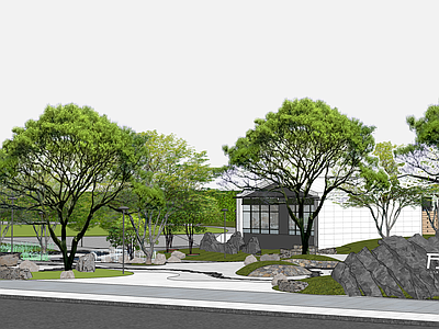 现代办公园区景观 景观小场景