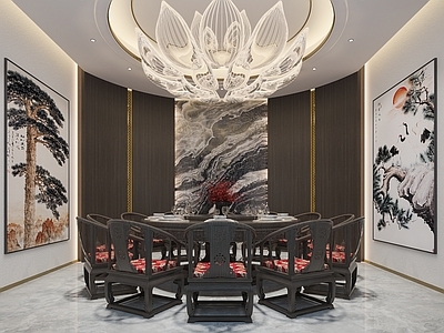 新中式中餐厅 中餐厅包间餐桌椅