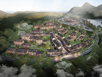 新中式中式多层住宅 住宅小区 多层住宅 新中式住宅 山地住宅 山地小区