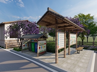 新中式公交站台 乡村公交站