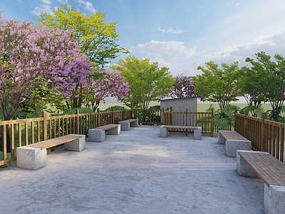 新中式乡村庭院 乡村休闲平台