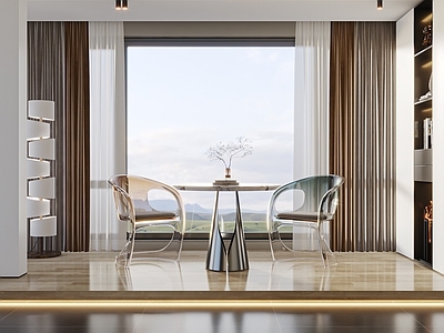 现代阳台 休闲阳台 休闲桌椅