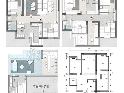 别墅 270㎡复式 平面方案 彩平图 施工图
