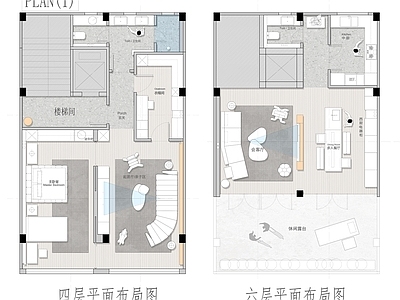 别墅 200㎡自建房 平面方案 彩平图 施工图