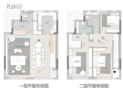别墅 170㎡小复式 平面图 彩平图 户型优化 施工图
