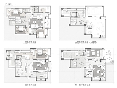 别墅 450㎡下叠别墅 平面图 彩平图 户型优化 施工图
