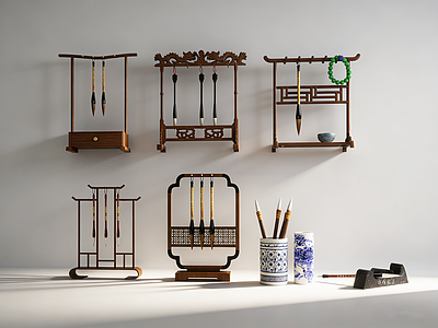 文具 毛笔架 毛笔 文房四宝