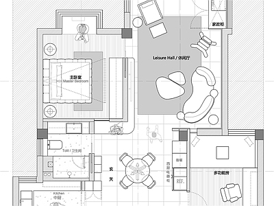 小户型平层 84㎡小户型 平面图 户型优化 施工图