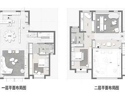 别墅 330㎡复式 平面图 彩平图 户型优化 施工图