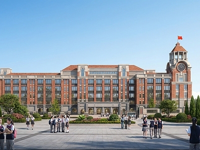 欧式轻奢学校建筑 教学楼学校入口
