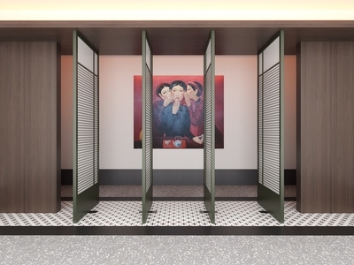 复古现代折叠门 现代格栅移 百叶折叠 酒店包间