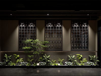 现代奶茶店 现代酒吧造景 座位区 植物造景 绿植 桌椅