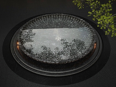 现代跌水 现代圆形水钵 示范区环岛水景 跌水