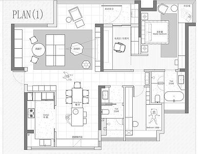小户型平层 135㎡平层 平面图 户型优化 施工图