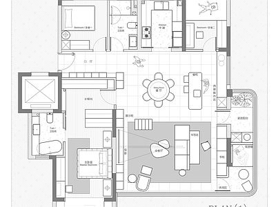 小户型平层 147㎡平层 平面图 户型优化 施工图