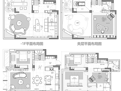 别墅 300平下叠别墅 平面图 户型优化 施工图