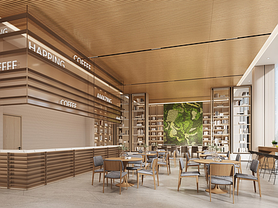 轻奢简约咖啡厅 大厅 等候区 咖啡吧