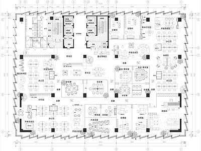 现代开放办公室 共享办公室 办公会所 总经理办公室 施工图