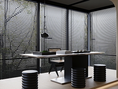 现代日式茶室 榻榻米茶室 阳台茶室 茶桌椅 茶台 办公室茶室