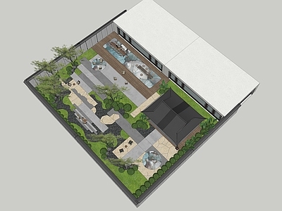 现代新中式别墅庭院 现代庭院