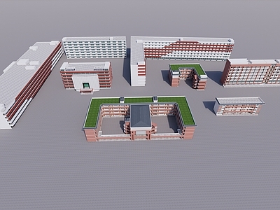 现代学校建筑 教学楼学校 学校 教师公寓 学校建筑群 小学