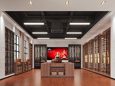 现代酒馆 酒展厅 酒展柜 展示区 酒展示格