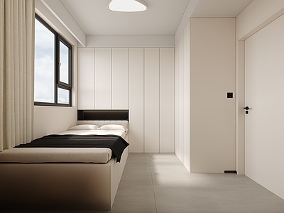 现代简约榻榻米卧室 现代简约黑白灰