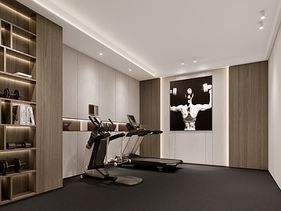 现代健身房 地下室 健身房 柜子
