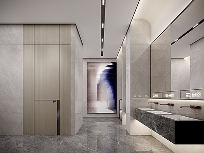 现代公共卫生间 卫生间 男卫 卫生间标识