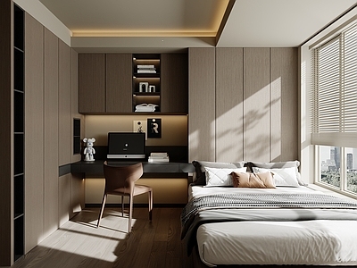 现代轻奢榻榻米卧室 黑白卧室 次卧 高级灰卧室