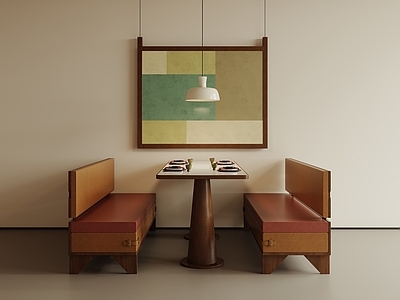 新中式复古餐桌椅 工装餐饮 卡座