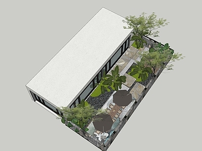 现代新中式别墅庭院 现代庭院