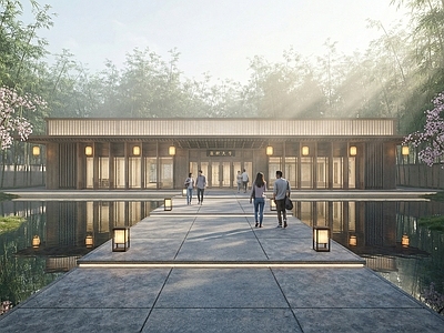新中式禅意其他商业建筑 椽头幕墙会所水院