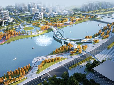 现代新中式滨水景观 现代景观桥竞赛 流线设计 新中式景观桥 滨水桥梁 现代流线景观
