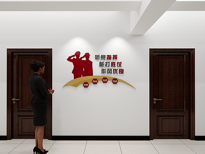 中式现代标识标牌 党建文化墙 文化墙 现代文化墙
