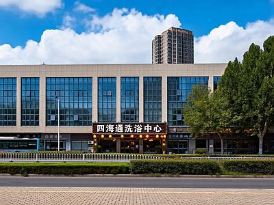 现代极简街道外景 人行道 商业街外景 道路 马路 城市大街
