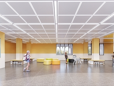 现代其他学校空间 学校架空层 学校架空层活动区 学校大厅 小学架空层