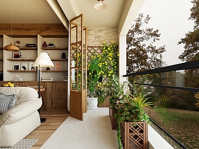 原木奶油风阳台