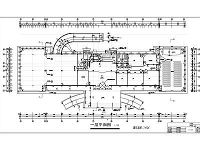 现代办公楼建筑 6层7472平米 办公楼建筑图 施工图