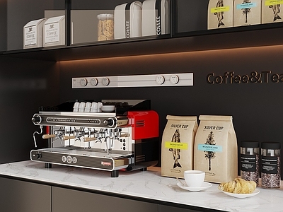 现代简约咖啡厅 现代咖啡机 咖啡机组合 咖啡机摆件 咖啡豆 茶水间摆件