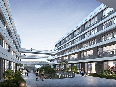 现代主义学校外观 现代 职业学校 教学楼 建筑外观  学校3D模型
