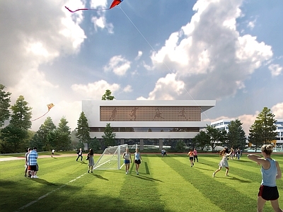 现代主义学校外观 现代 综合楼 建筑外观 职业学校