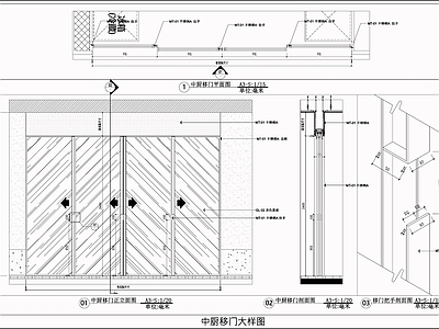 玻璃门节点 灰色茶玻门节点 中厨移门 玻璃移门 玻璃推拉门 门节点 施工图