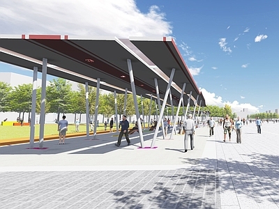 现代廊架 现代异形钢廊架 跑道造型廊架 施工图