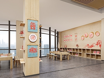 新中式简约其他店铺 剪纸展厅 手工坊