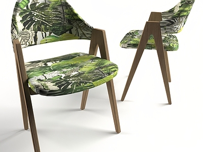 现代自然风餐椅 植物花纹椅 北欧休闲椅 餐饮休闲椅 原木休闲椅 休闲餐椅