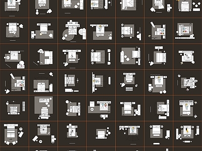 现代轻奢家具图库 卧室 床 施工图